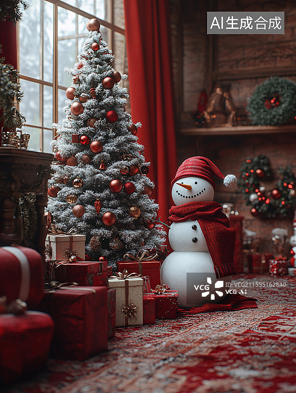 【AI数字艺术】圣诞树礼物雪人驯鹿图片素材