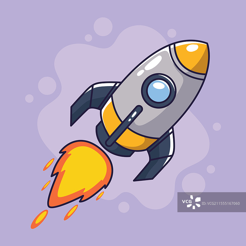 卡通火箭图标，太空与宇宙主题图片素材