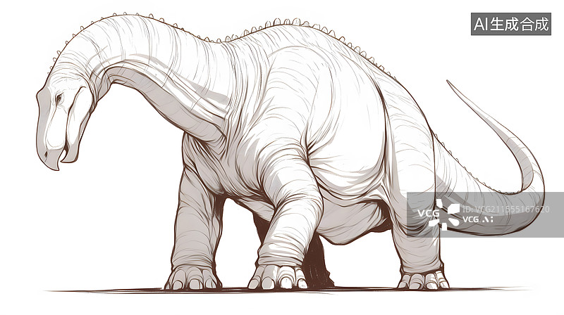 【AI数字艺术】腕龙恐龙线条图片素材
