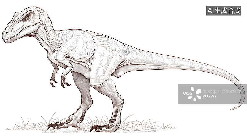 【AI数字艺术】窃蛋龙/偷蛋龙恐龙线条图片素材