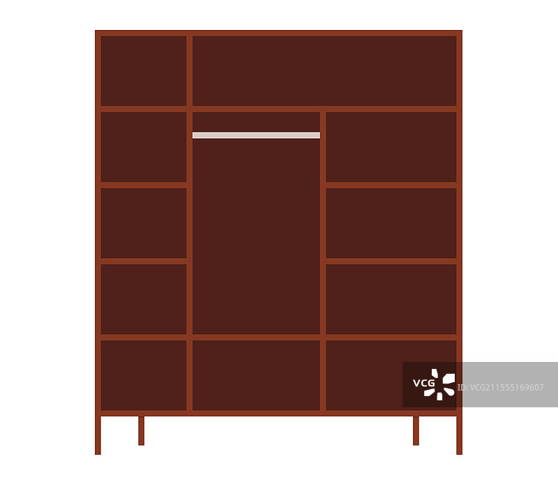 极简现代衣柜，配有多个架子图片素材