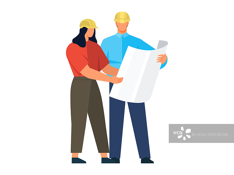 两名工程师在建筑项目上合作图片素材