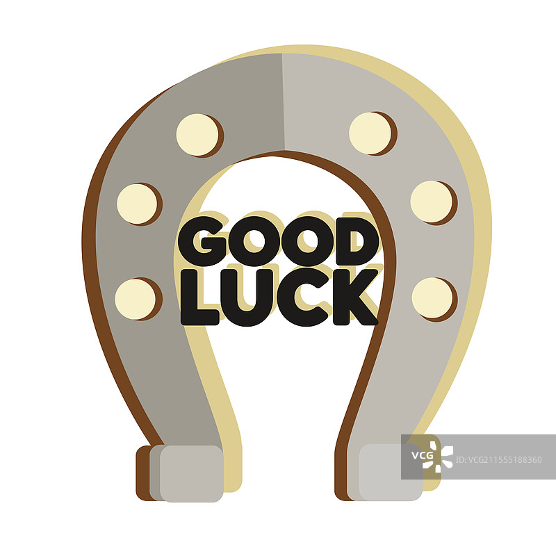 马蹄铁与加粗的好运文字图片素材