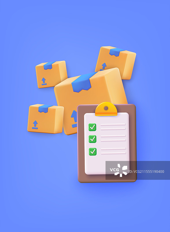 带有送货的包裹清单的剪贴板图片素材