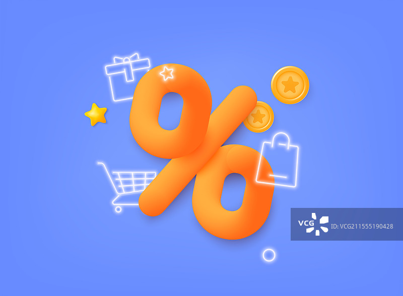 带有百分比的勾选标记和折扣应用程序图片素材