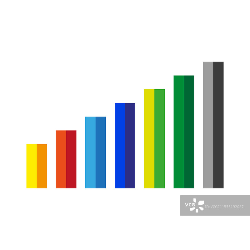 彩色柱状图数据增长符号彩虹图片素材
