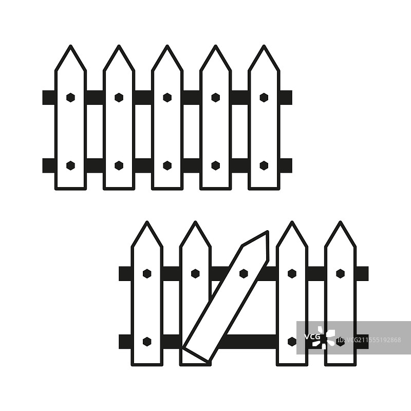 破损的简单木栅栏设计图片素材