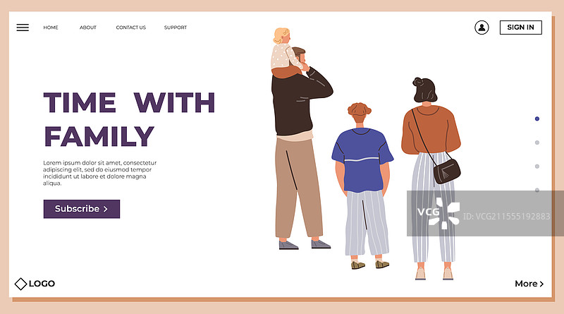 现代家庭亲密时光网页概念图片素材