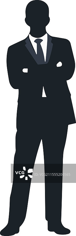 自信的商人剪影，双臂展开图片素材