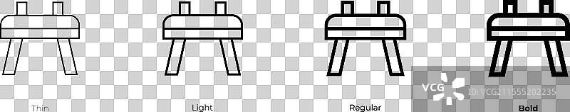 小马跳跃图标，细体、常规体和粗体风格图片素材
