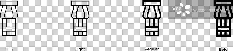 列图标，细体、轻体、常规体和粗体风格图片素材