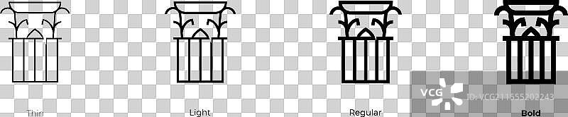 柱状图标，细体、常规体和粗体风格图片素材