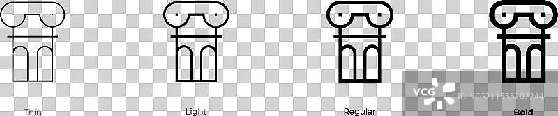 列图标，细体、轻体、常规体和粗体风格图片素材