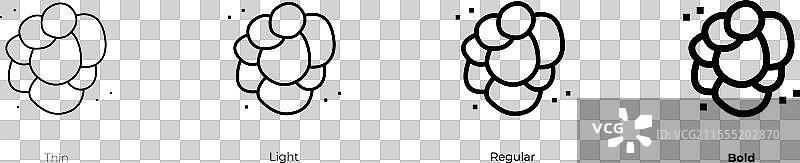 唇疱疹图标，细线、常规和粗体风格图片素材