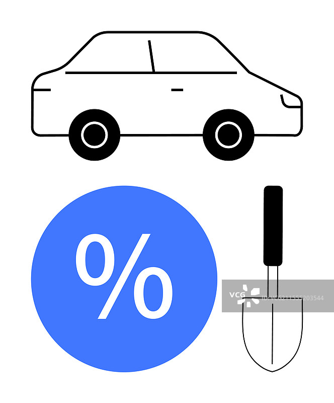 汽车轮廓与百分比符号和抹子图片素材