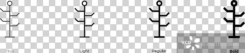 衣帽架图标，细线、常规和粗体风格图片素材