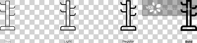 衣帽架图标，细线、常规和粗体风格图片素材