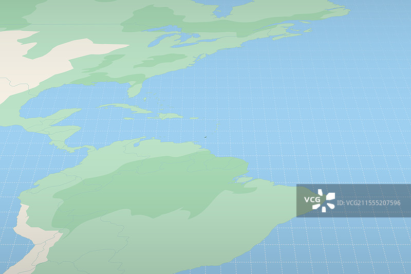 格林纳达在详细的地理地图上突出显示图片素材