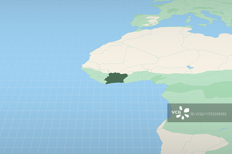 在详细地图上突出显示的象牙海岸图片素材