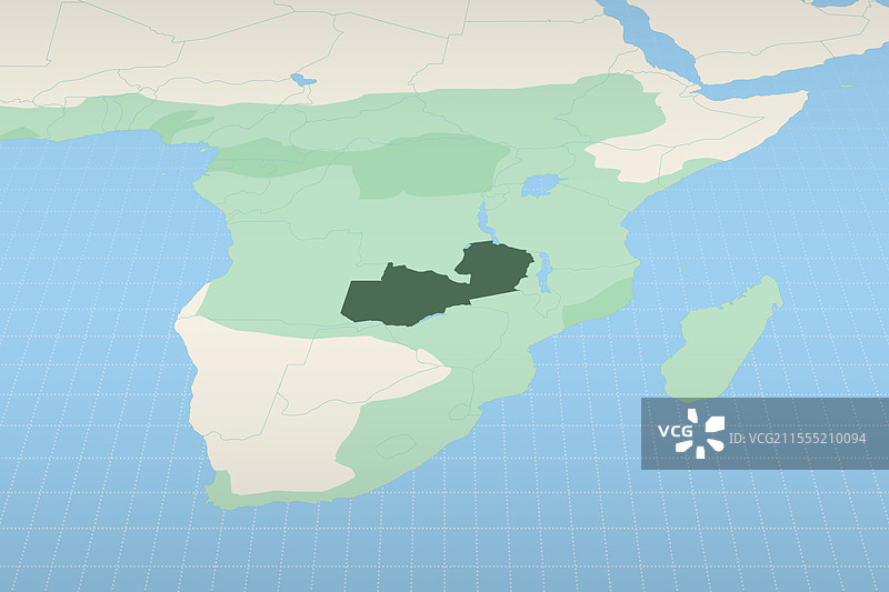 赞比亚在详细地图上的突出显示图片素材