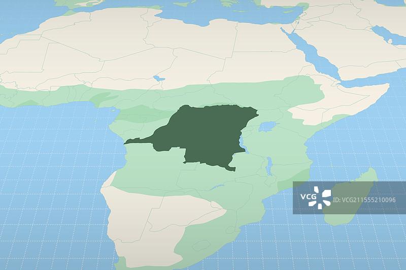 详细地图上突出显示的刚果民主共和国图片素材