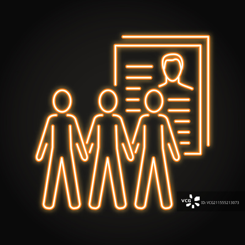 人口普查记录霓虹线图标图片素材