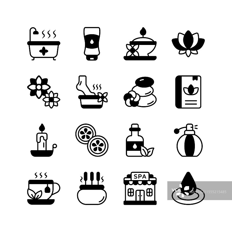 水疗和健康图标的集合图片素材