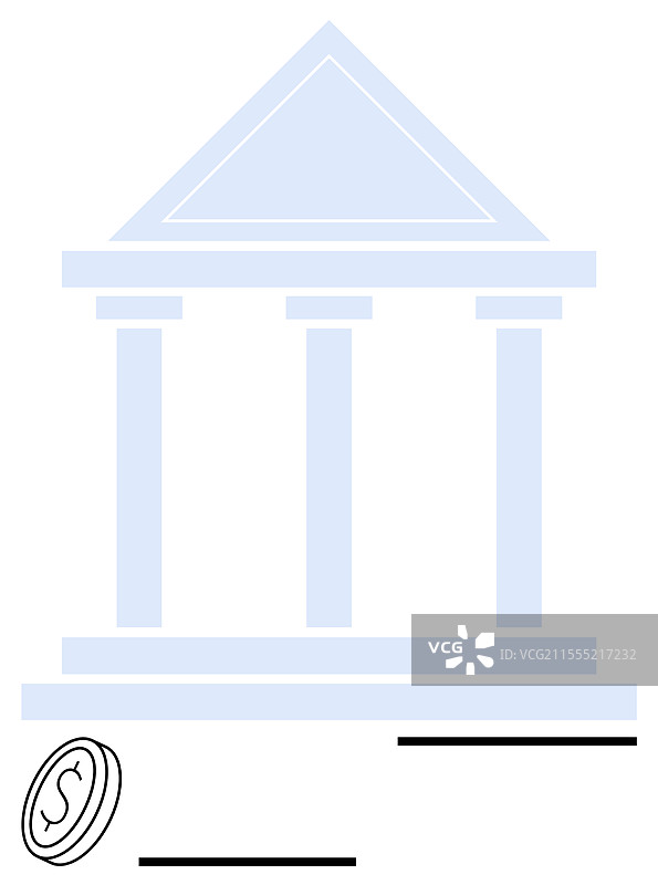 古典银行建筑与强调硬币图片素材