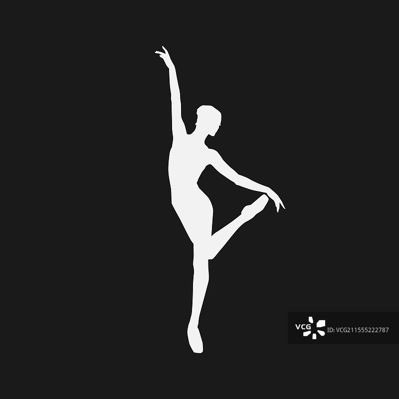 高细节的芭蕾舞者剪影，极简风格图片素材