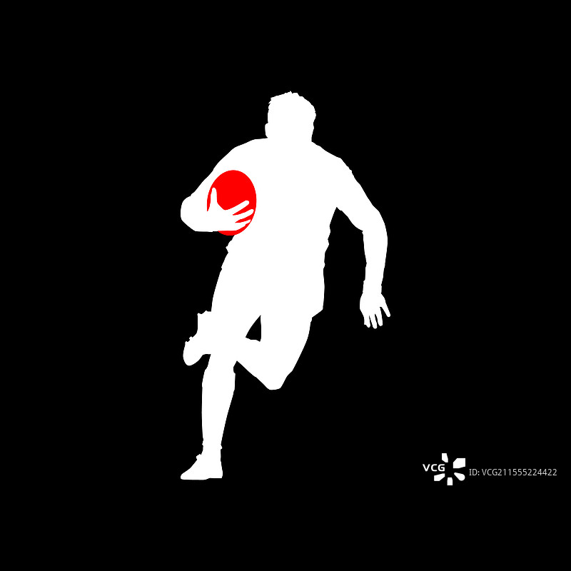 高细节橄榄球运动员剪影，简约风格图片素材
