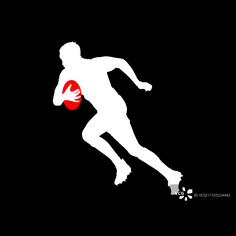 高细节橄榄球运动员剪影，简约风格图片素材