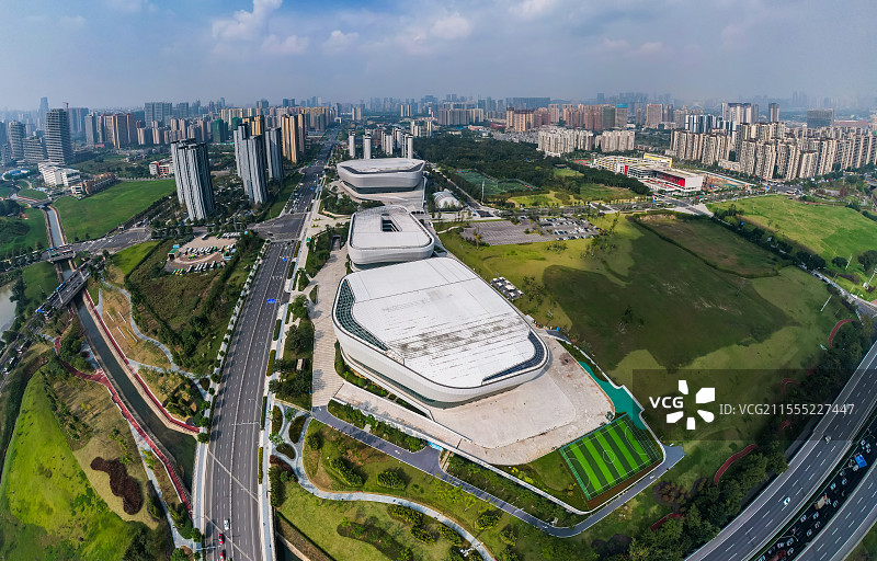 俯瞰成都高新区体育中心图片素材