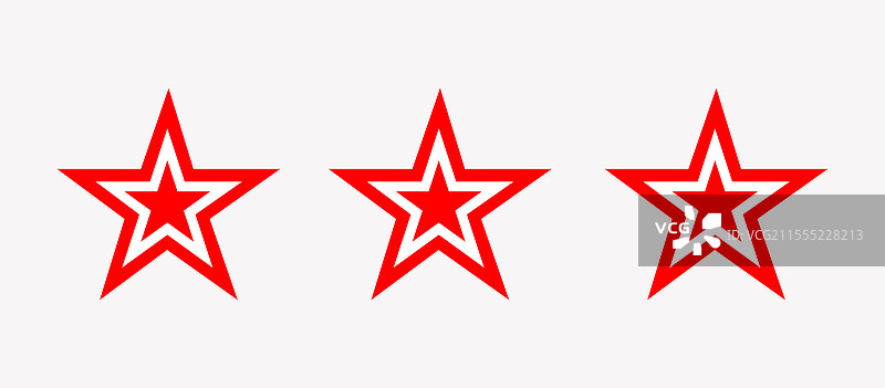 白色背景上的红色星星图标，三个星星图片素材