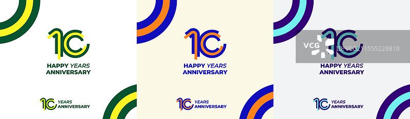 现代线条彩色10周年快乐标志图片素材