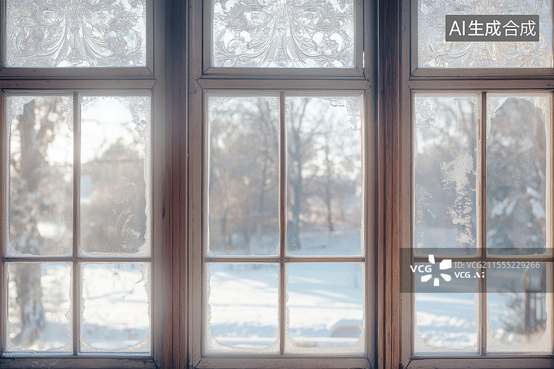 【AI数字艺术】霜花凝结的季节之美图片素材