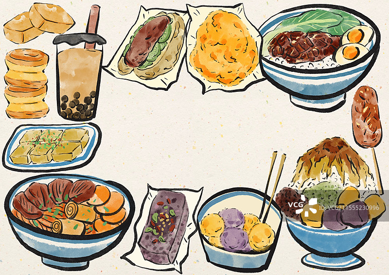 国潮风台湾美食插画图片素材