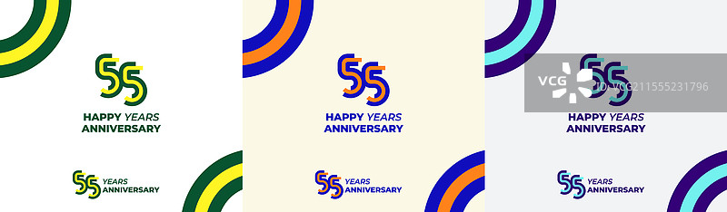 现代线条的多彩55周年快乐标志图片素材
