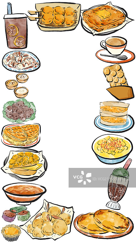 水墨风香港美食插画图片素材