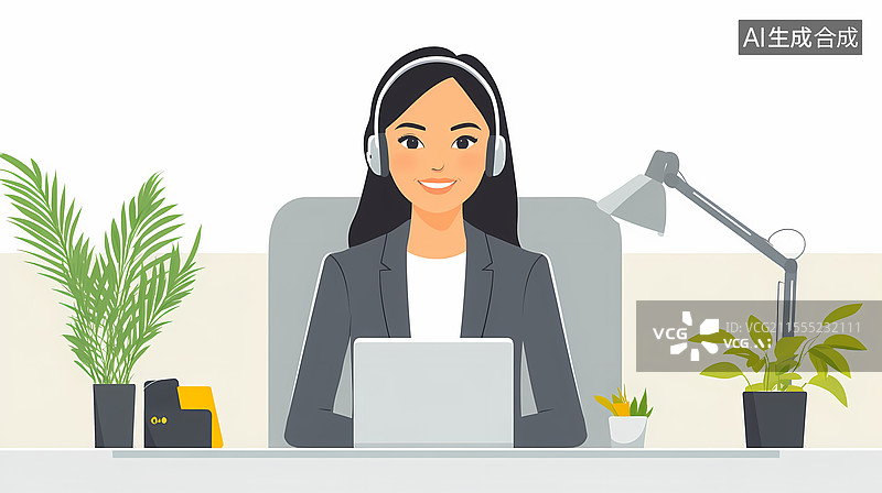 【AI数字艺术】商务客服图片素材