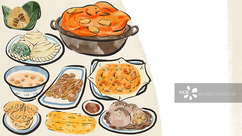 水墨风厦门美食插画图片素材