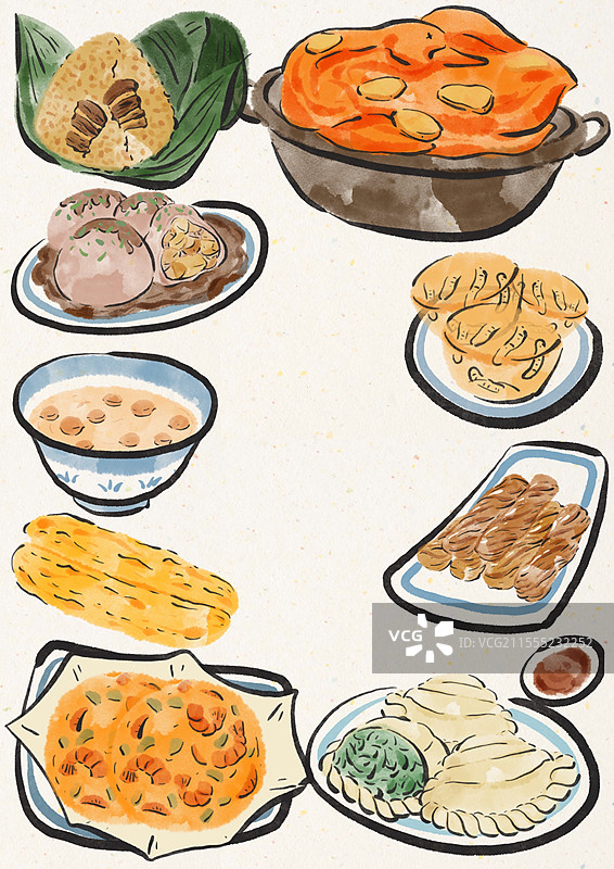 水墨风厦门美食插画图片素材