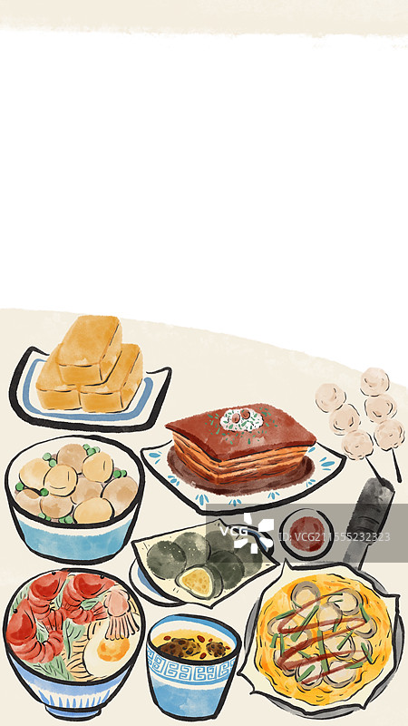 水墨风厦门美食插画图片素材