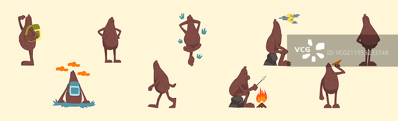 搞笑的大脚怪角色参与不同的活动图片素材