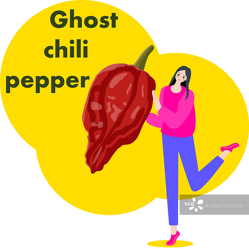 一位女性手持鬼椒。图片素材