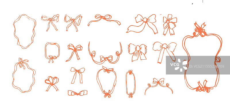 手绘弓和框架的集合图片素材