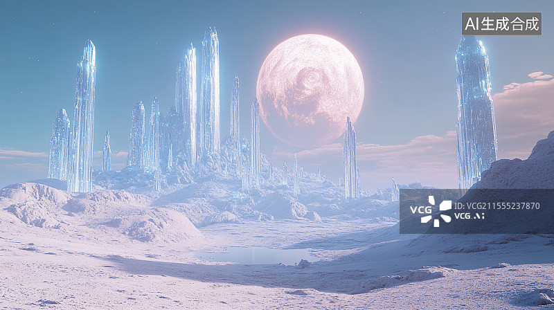 【AI数字艺术】晶莹剔透的巨型水晶图片素材