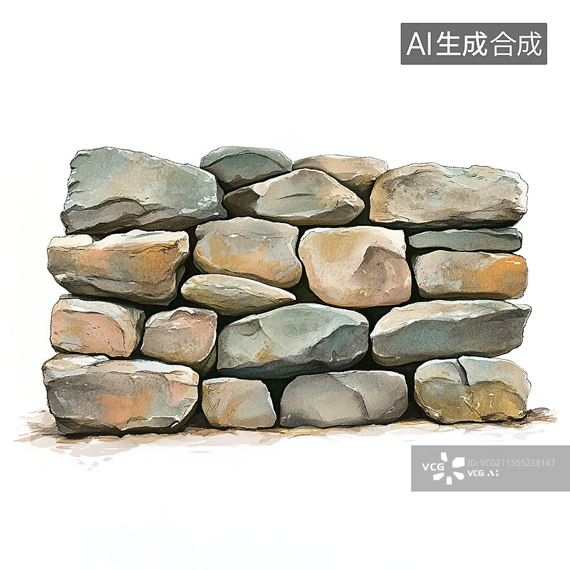 【AI数字艺术】岁月留痕的石墙图片素材