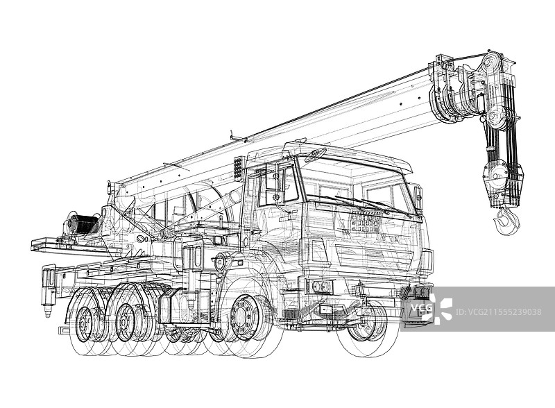3D汽车起重机渲染图图片素材