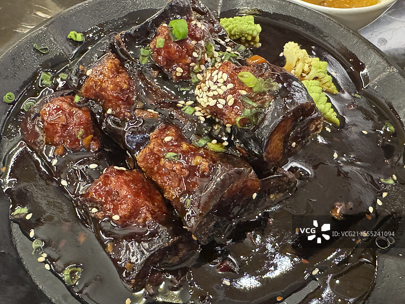 广东顺德菜 - 茄子烧肉图片素材