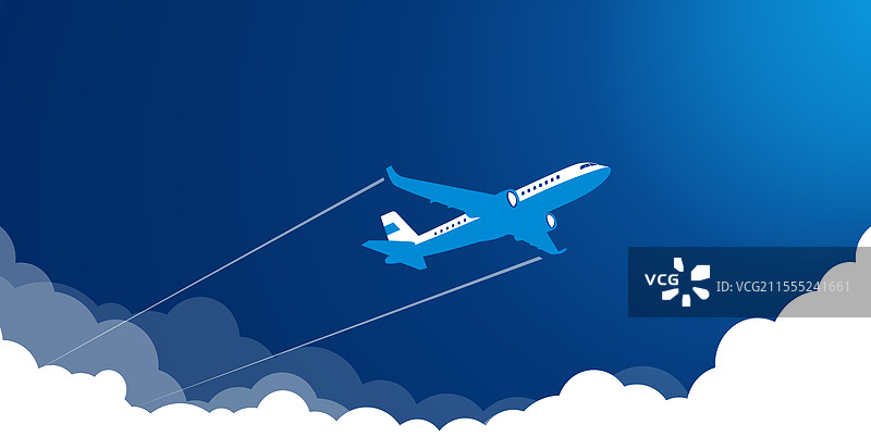 蓝天白云中的飞机图片素材